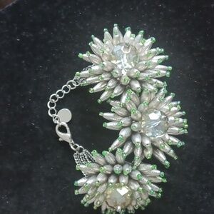 Silver Torpedo Crystal Flower Statement Bracelet “Simply Vera Vera Wang”